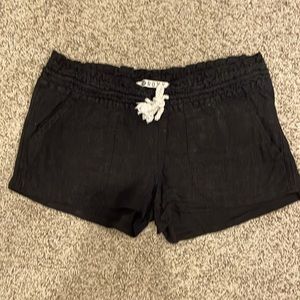 Roxy size s black linen shorts with rope tie
